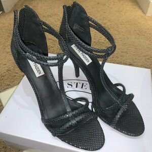 Steve Madden Black Snake Skin Stilettos